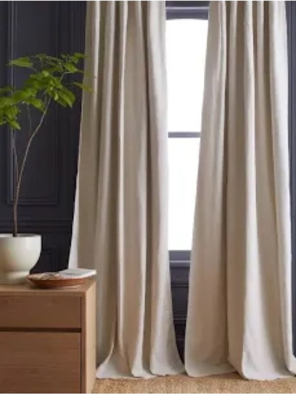 Quince Cotton Slub Room Darkening Curtain Panel in Natural 48x96 - Single Panel